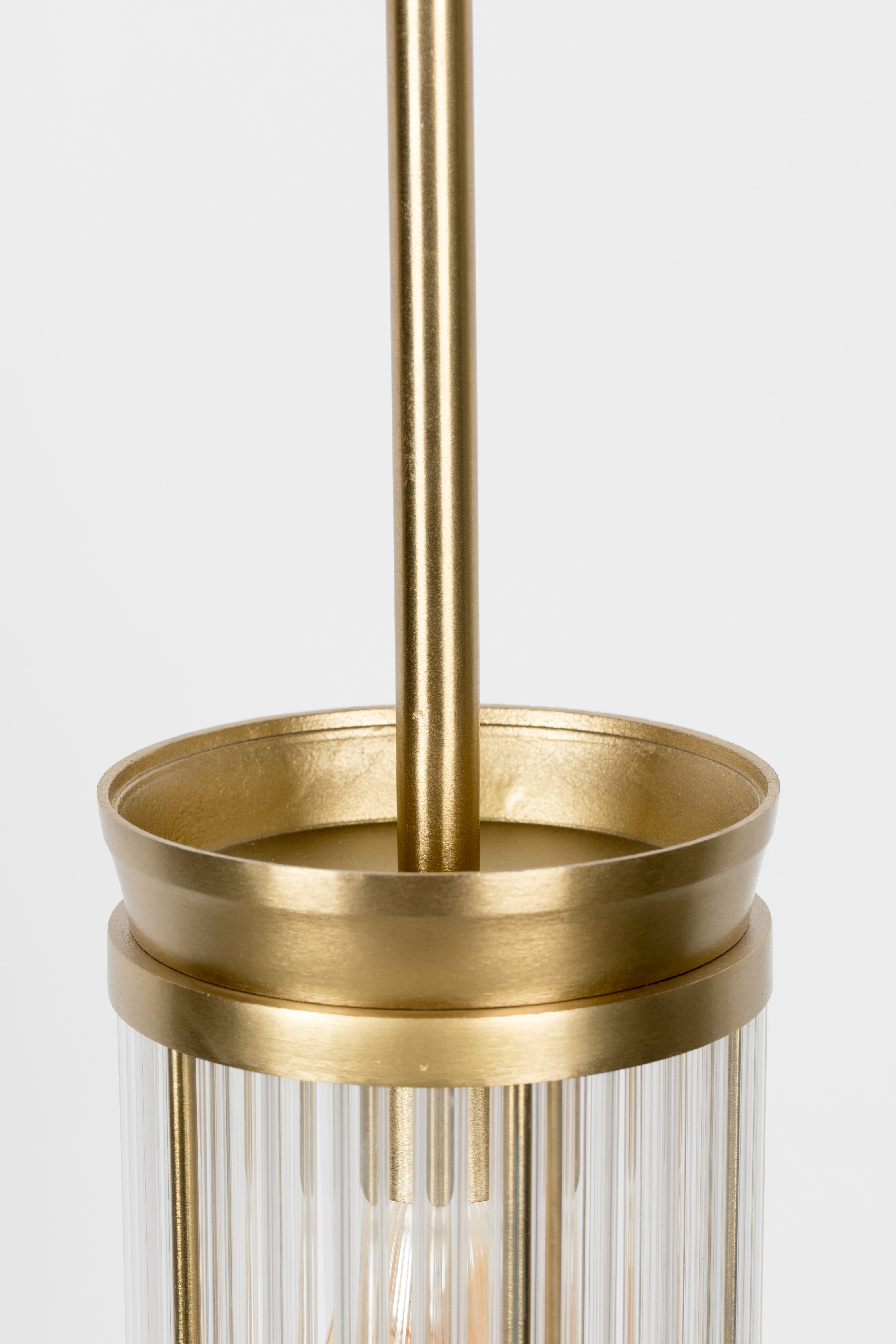 Bold Monkey Angel On Fire Ribbed Glass & Gold Pendant Lamp Medium